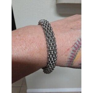 Twisted Cable Magnetic Clasp Beaded Mesh Link Bracelet